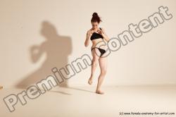 Underwear Martial art Woman White Moving poses Average long brown Dynamic poses Academic